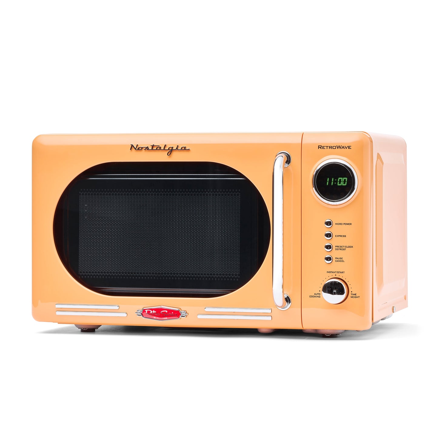 Nostalgia Retro Compact Countertop Microwave Oven - 0.7 Cu. Ft. - 700-Watts with LED Digital Display - Child Lock - Easy Clean Interior - Pink