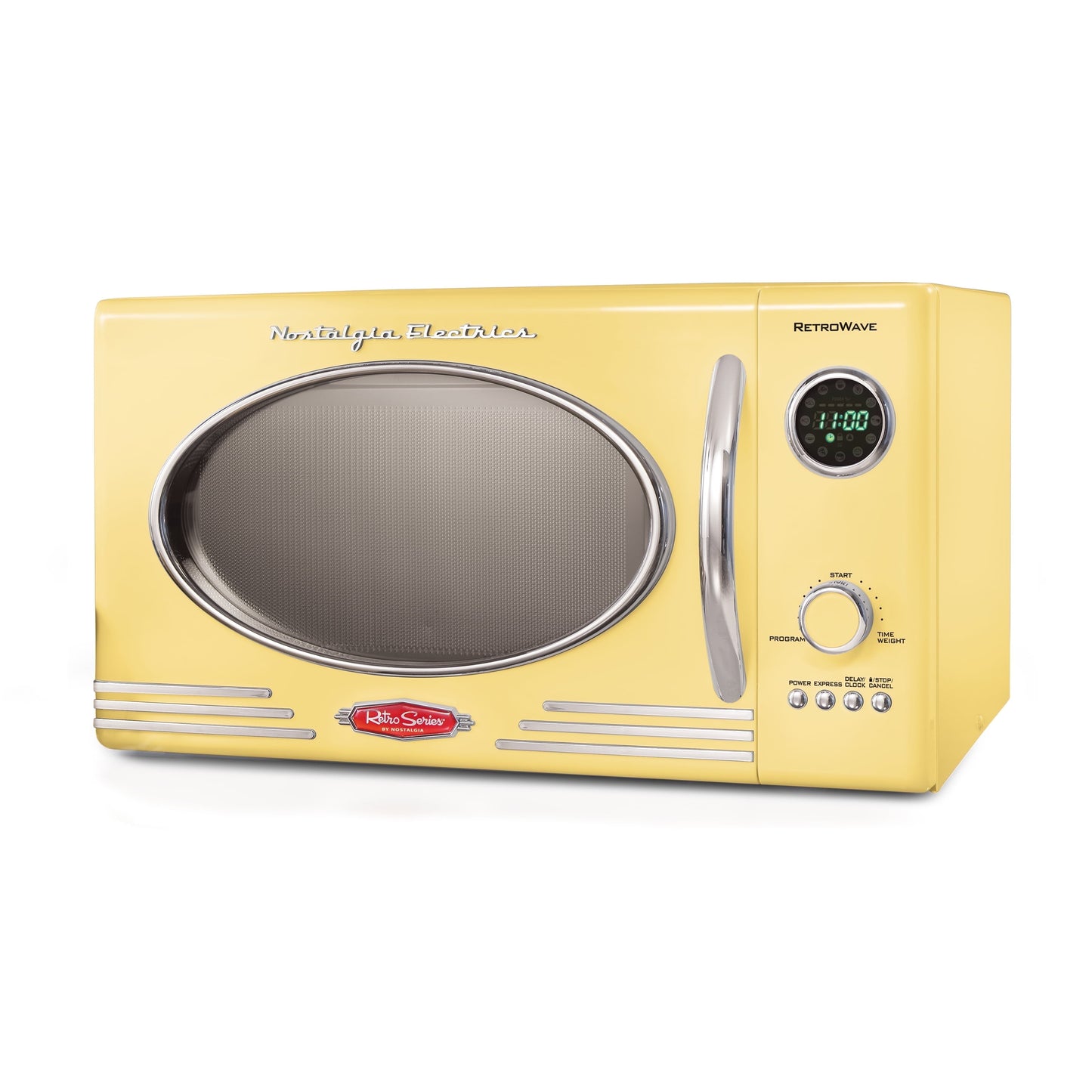 Nostalgia Retro Countertop Microwave Oven - Large 800-Watt - 0.9 cu ft - 12 Pre-Programmed Cooking Settings - Digital Clock - Kitchen Appliances - Pink