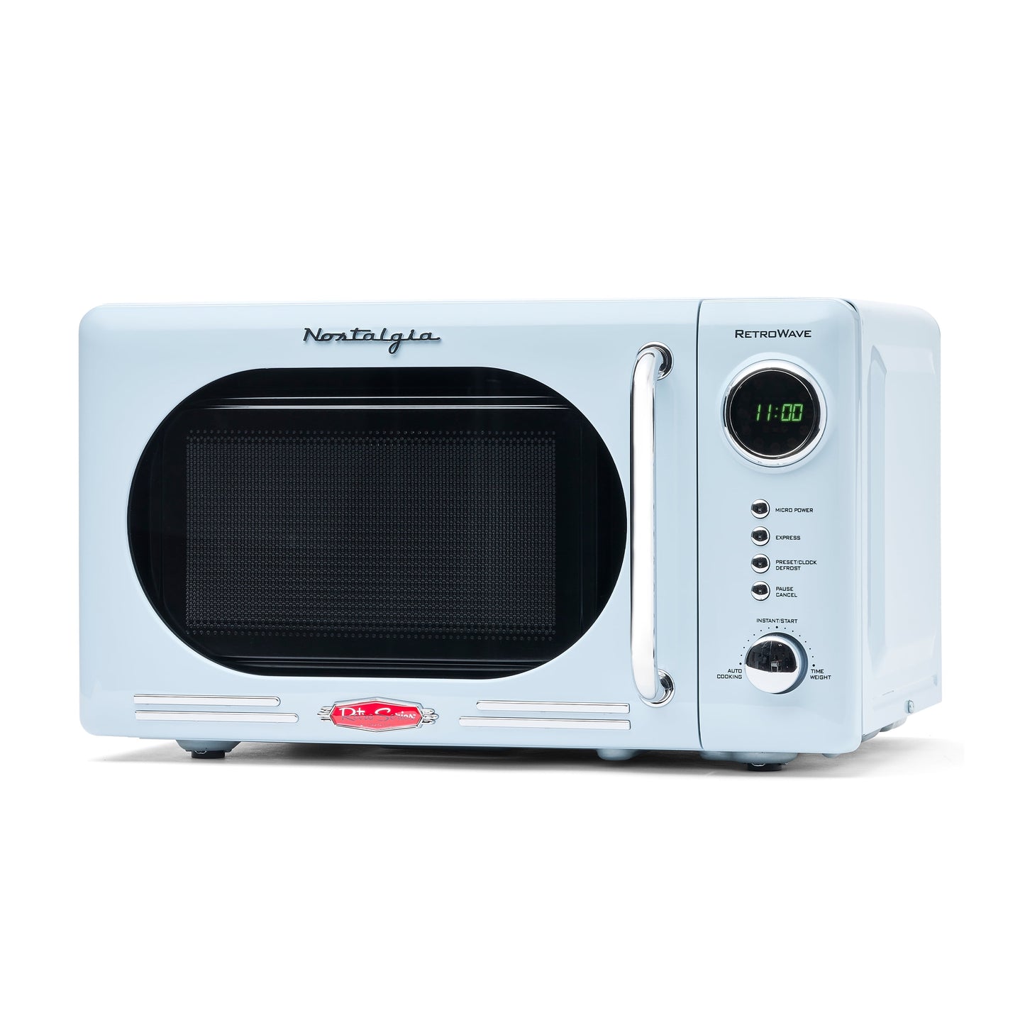 Nostalgia Retro Compact Countertop Microwave Oven - 0.7 Cu. Ft. - 700-Watts with LED Digital Display - Child Lock - Easy Clean Interior - Pink