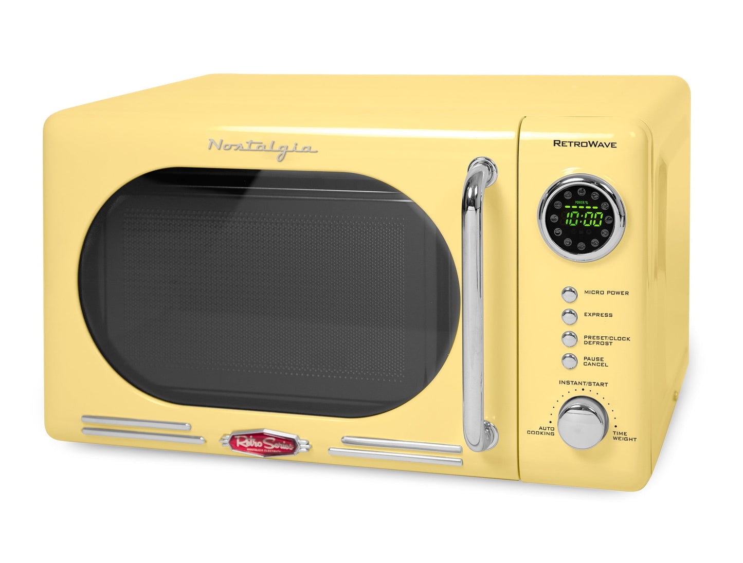 Nostalgia Retro Compact Countertop Microwave Oven - 0.7 Cu. Ft. - 700-Watts with LED Digital Display - Child Lock - Easy Clean Interior - Pink