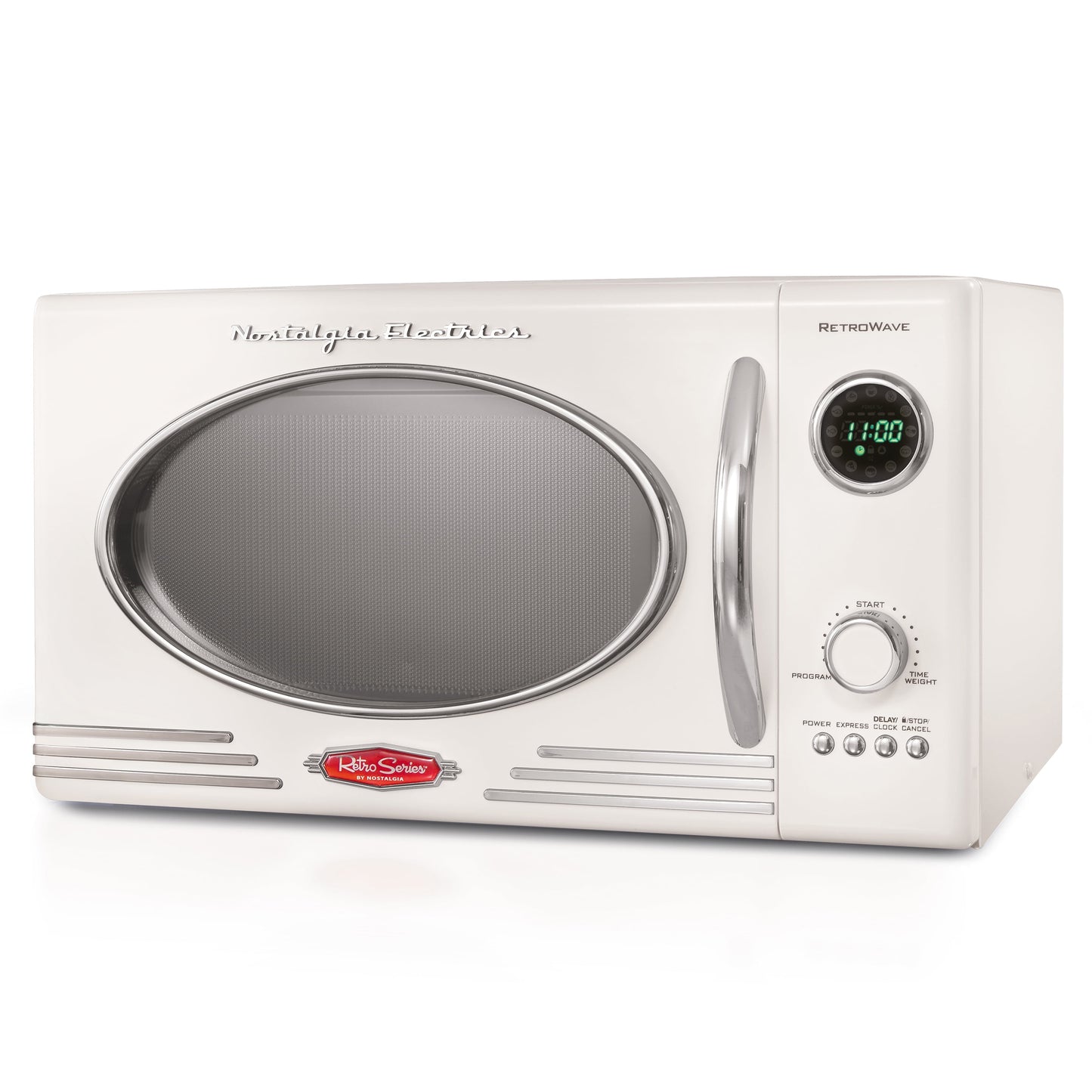 Nostalgia Retro Countertop Microwave Oven - Large 800-Watt - 0.9 cu ft - 12 Pre-Programmed Cooking Settings - Digital Clock - Kitchen Appliances - Pink