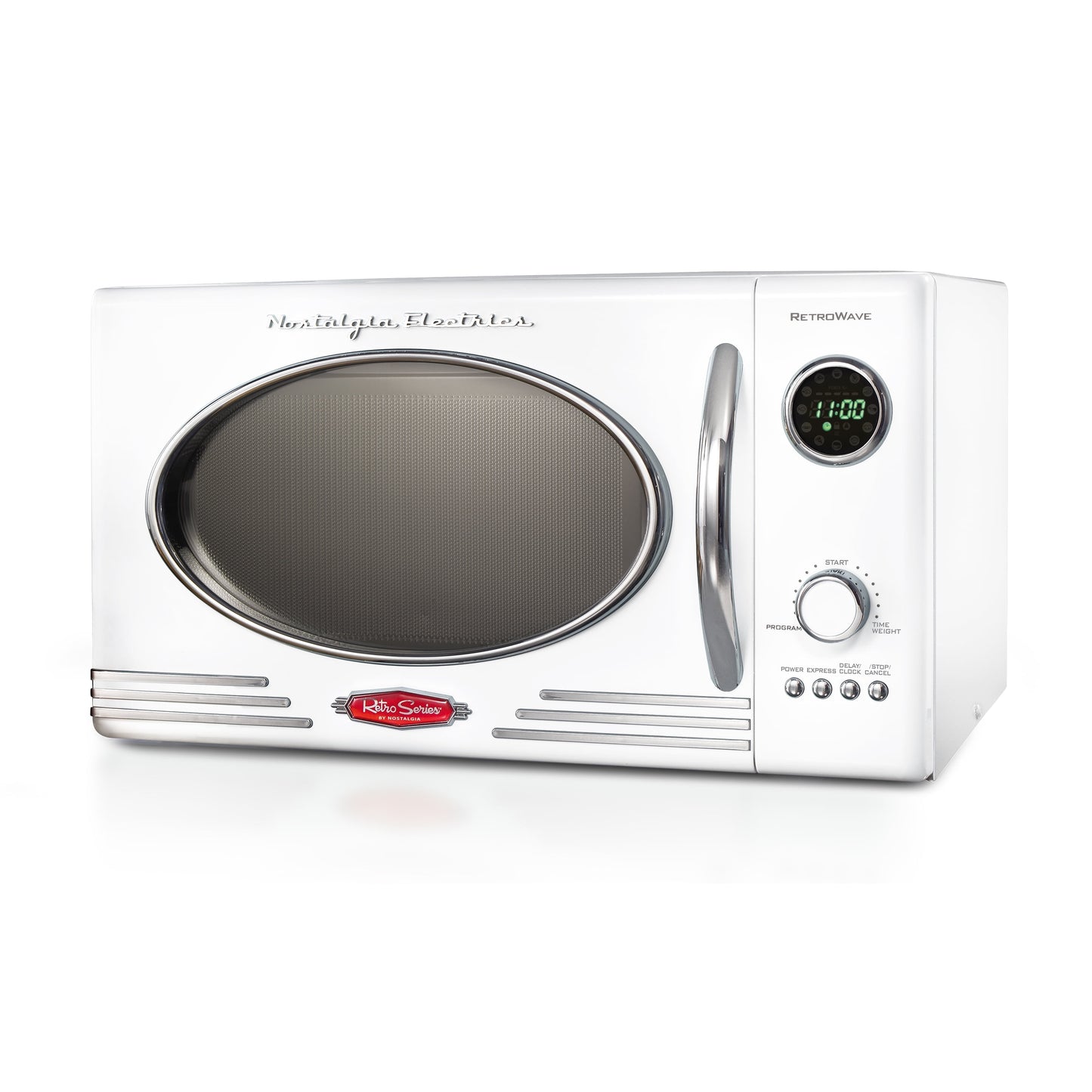Nostalgia Retro Countertop Microwave Oven - Large 800-Watt - 0.9 cu ft - 12 Pre-Programmed Cooking Settings - Digital Clock - Kitchen Appliances - Pink