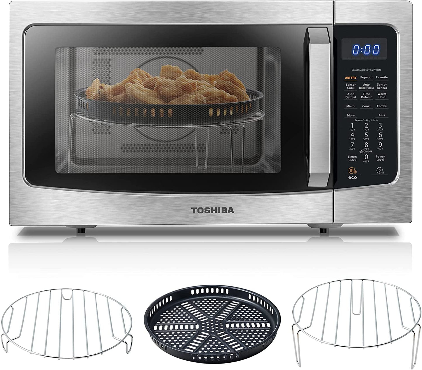 TOSHIBA 4-in-1, 1.5 cu. ft., Countertop Microwave Oven, Smart Sensor, 1000 Watts, ML-EC42P(SS), Stainless Steel