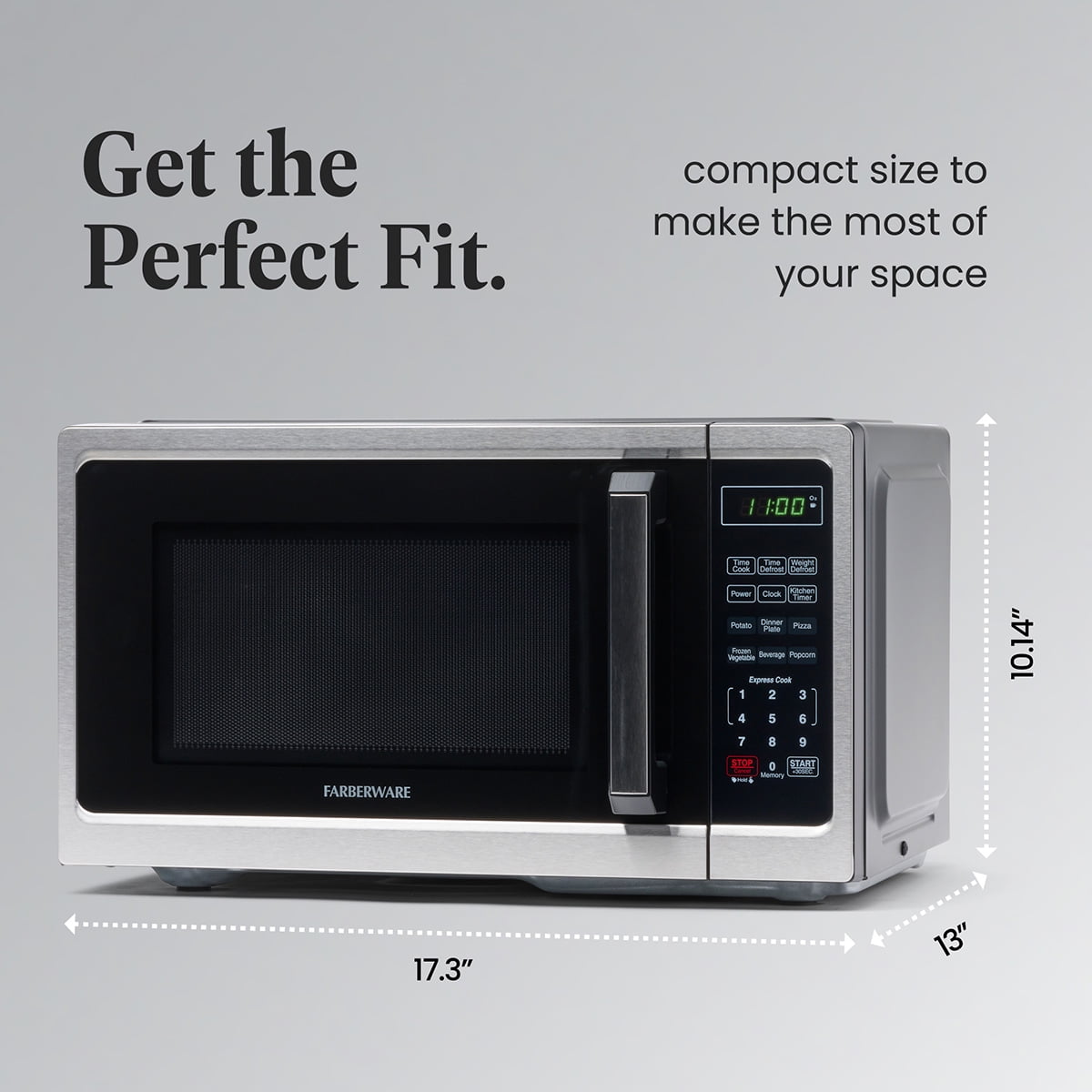 Farberware Classic 0.9 Cu. Ft 900-Watt Microwave Oven, Stainless Steel