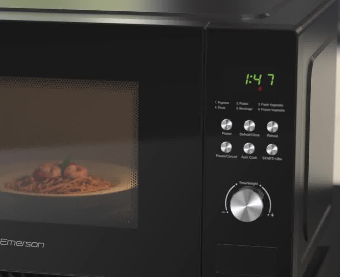 Emerson 1.1 Cu. Ft., 1000W Black Countertop Microwave Oven, MW1101B