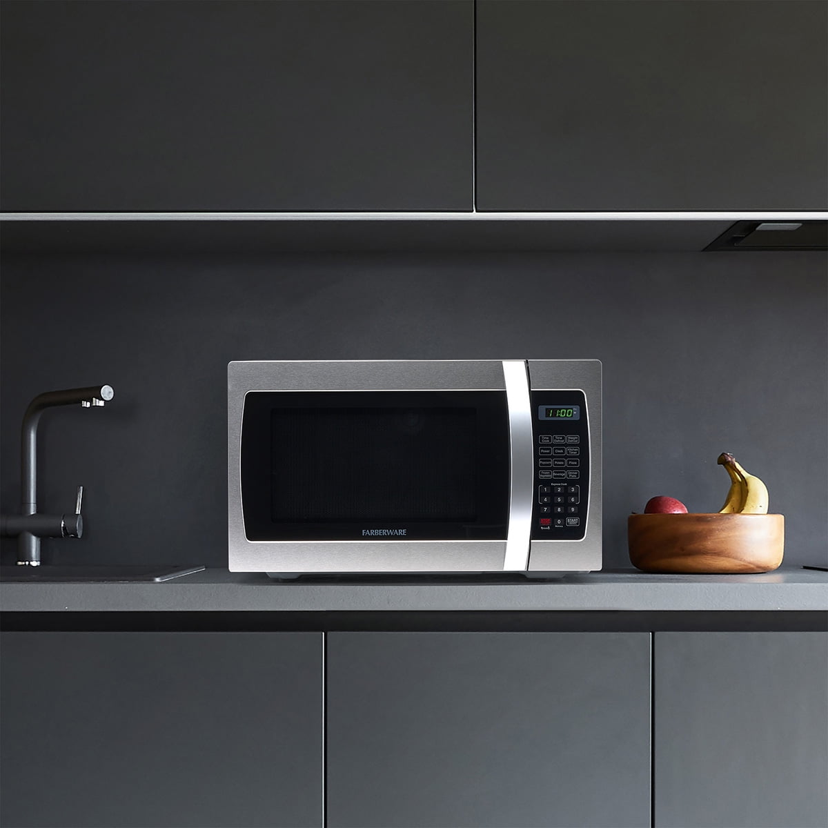 Farberware Smart Sensor Countertop Microwave Oven with LED Lighting & Child Lock, 1.3 Cu Ft