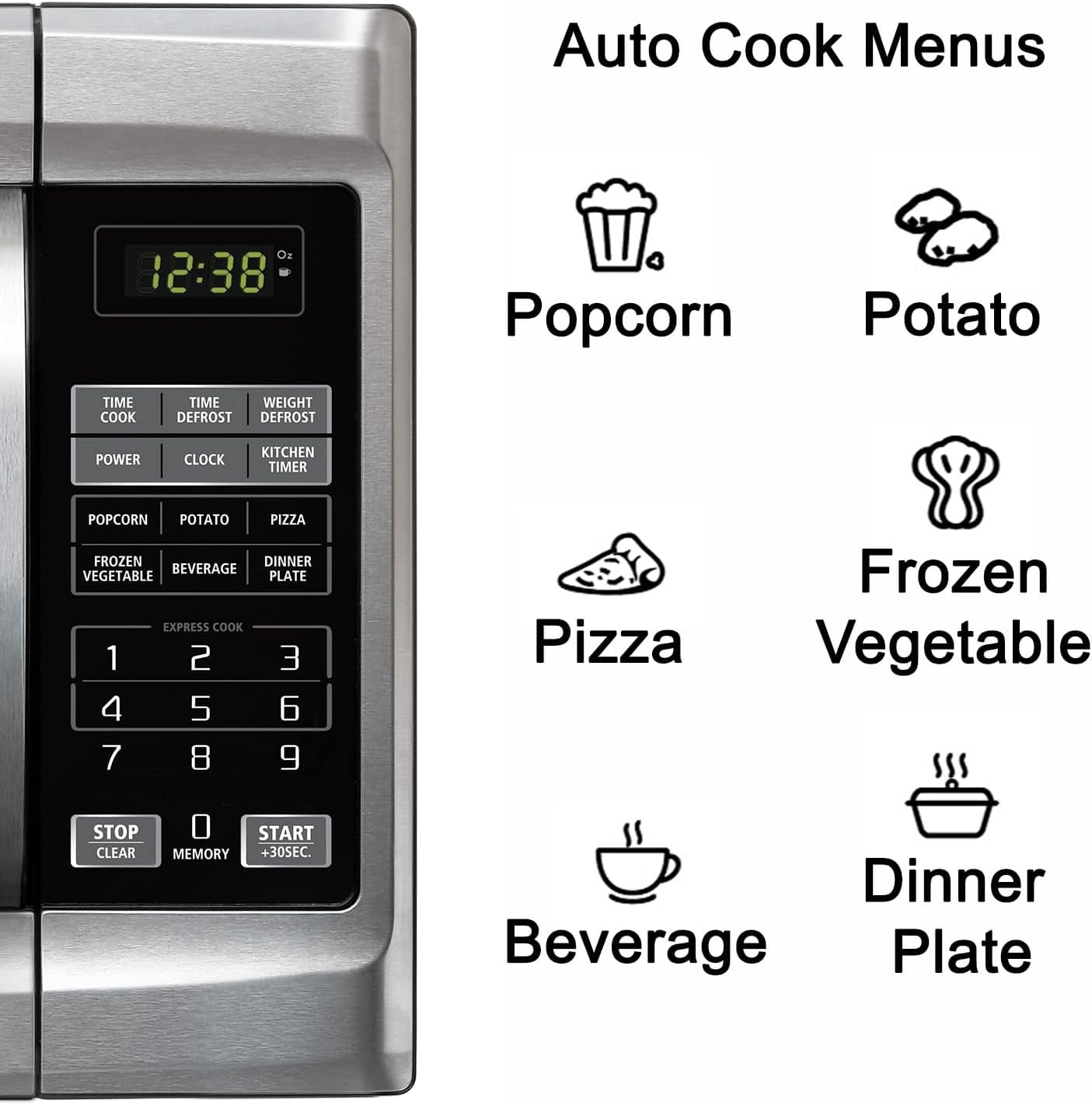 Emerson 1.3 Cu Ft 1000 Watt, Touch Control Microwave Oven, Stainless Steel/Black, MW1338SB