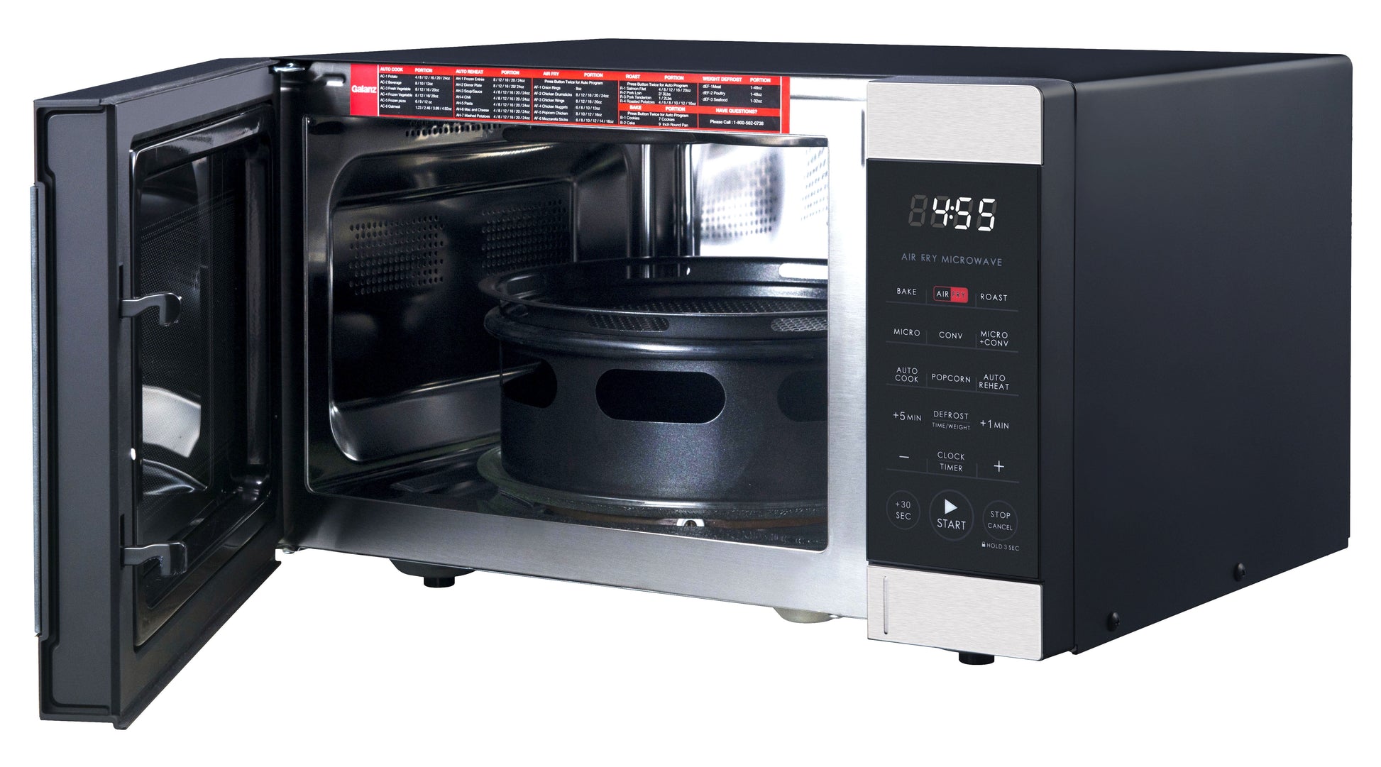 Galanz 0.9 Cu ft Air Fry Countertop Microwave, 900 Watts, Stainless Steel, New