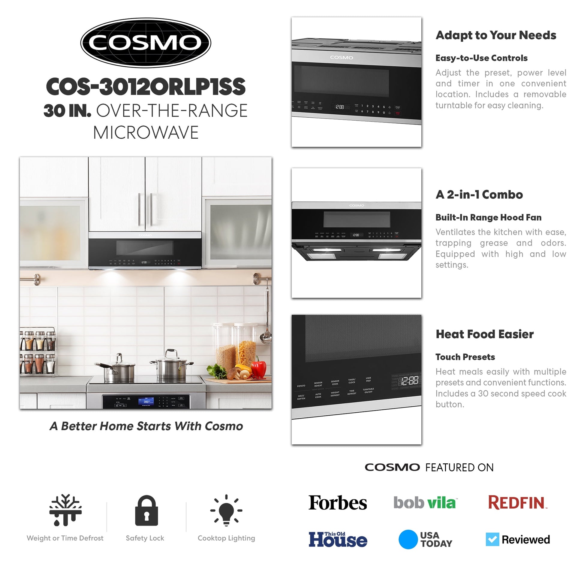 30 in. Slim Over the Range 1.2 cu. ft. Microwave with Automatic Presets