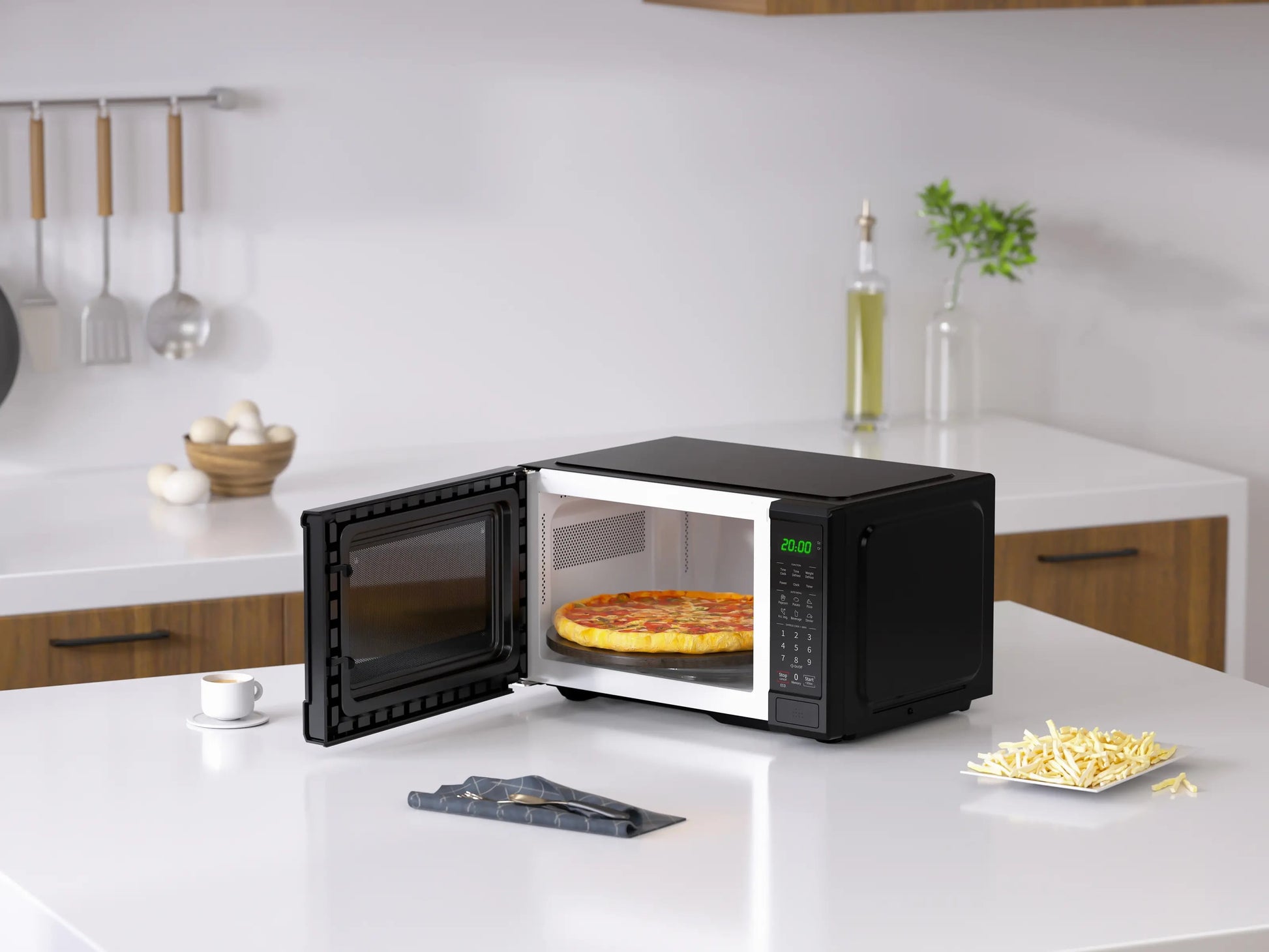 Midea 0.9 Cu. Ft. Countertop Microwave Oven, 6 Auto Programs, 10 Power Level, Black, EM9P022CVPMB