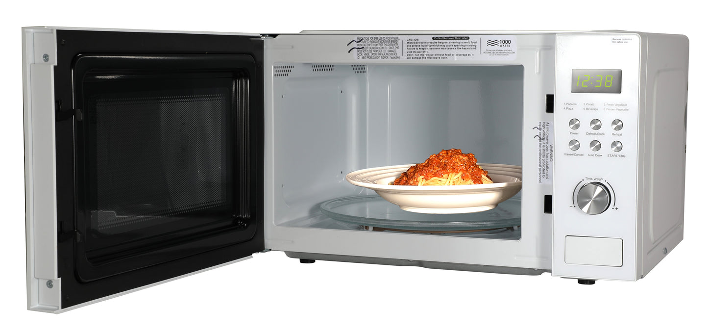 Emerson 1.1 Cu Ft, 1000W White Countertop Microwave Oven, MW1101W