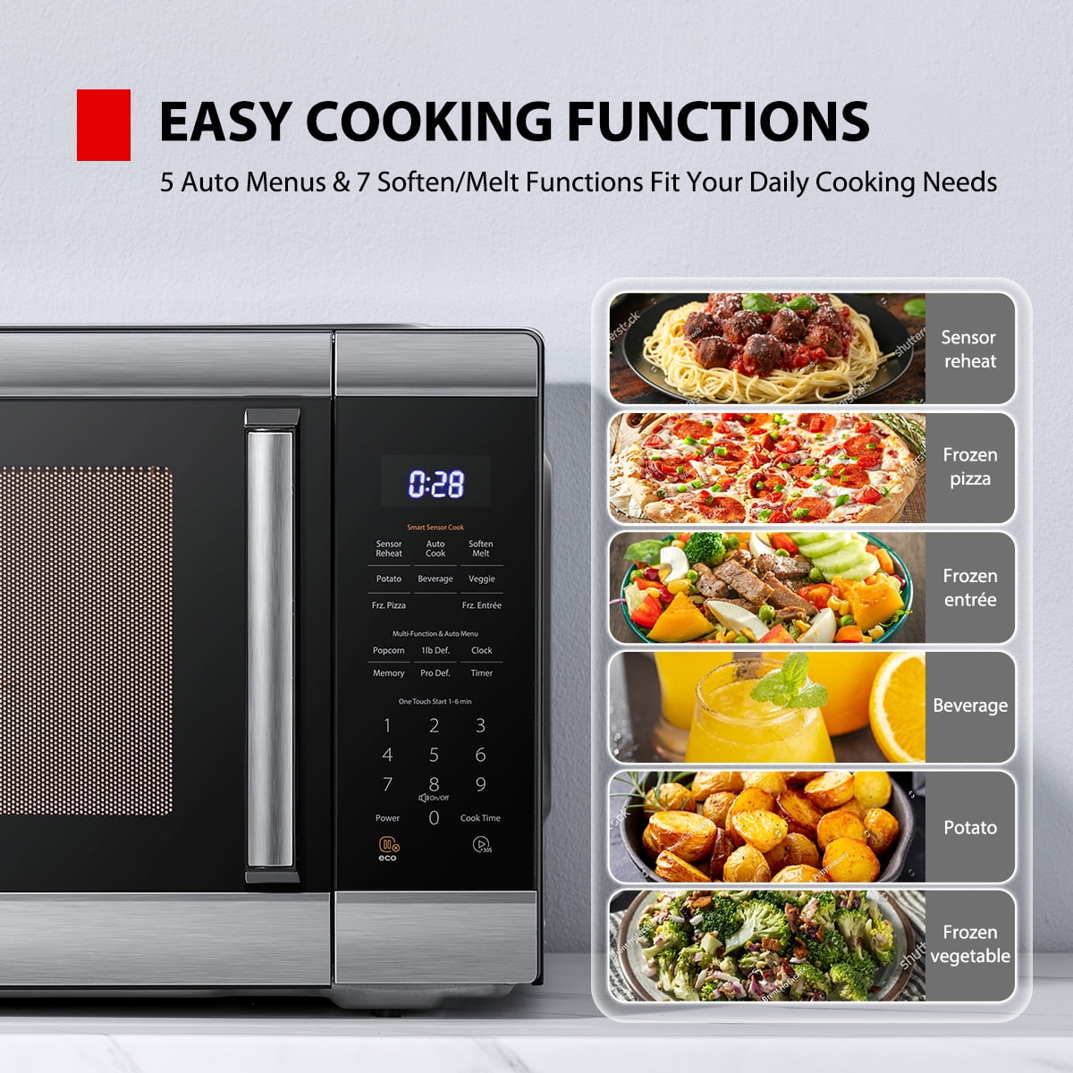 Toshiba 2.0 Cu. ft. Family-Size 1200-Watt Stainless Steel Microwave Oven with Sensor