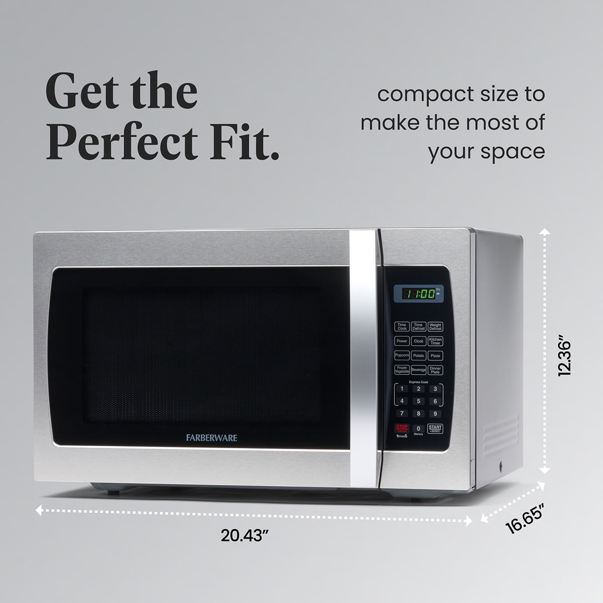 Farberware Smart Sensor Countertop Microwave Oven with LED Lighting & Child Lock, 1.3 Cu Ft
