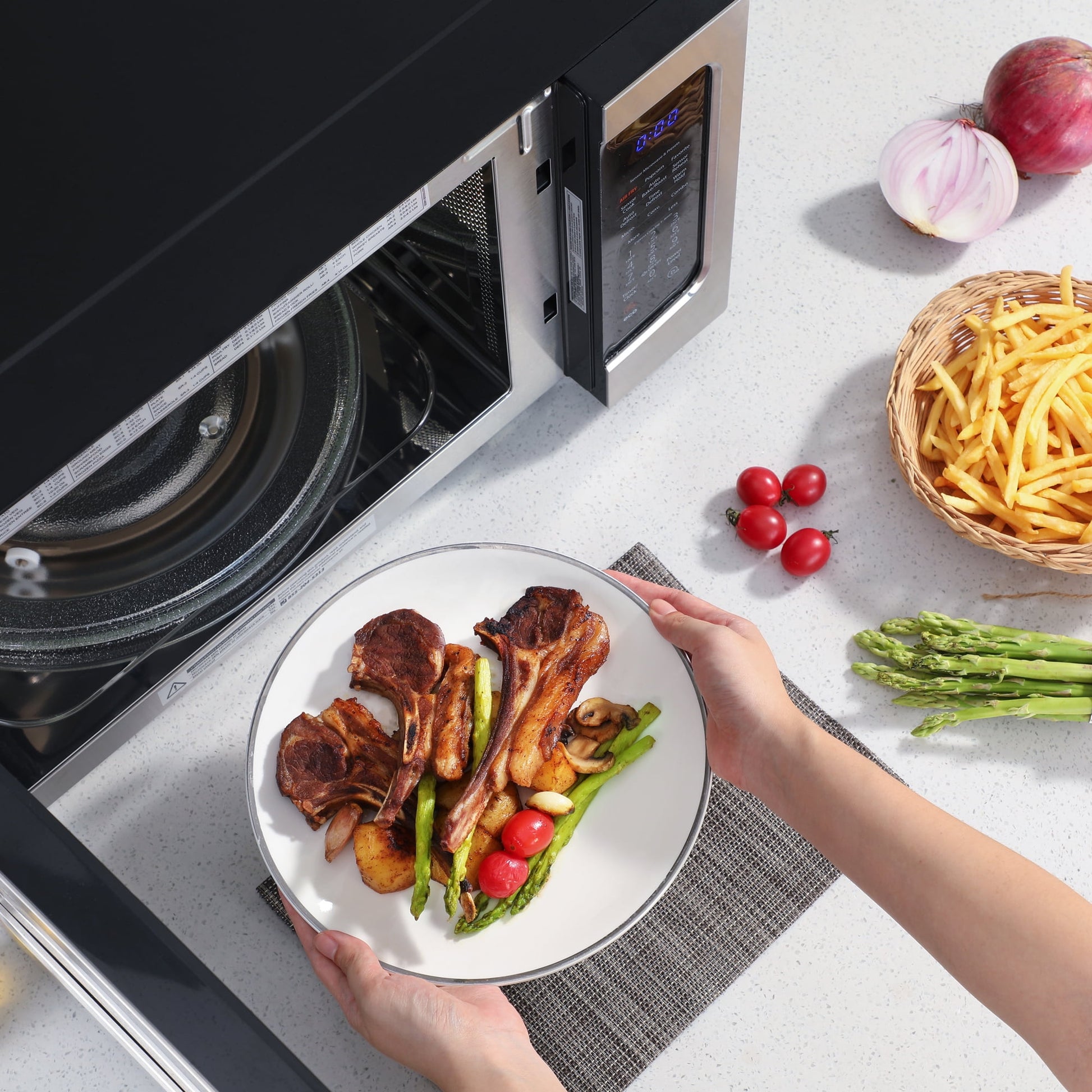 TOSHIBA 4-in-1, 1.5 cu. ft., Countertop Microwave Oven, Smart Sensor, 1000 Watts, ML-EC42P(SS), Stainless Steel