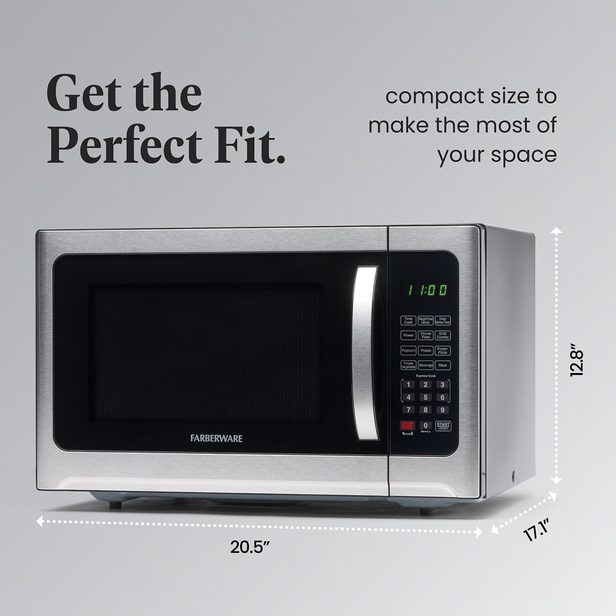 Farberware Countertop Microwave Oven with LED Lighting and Child Lock, 1.2 cu ft