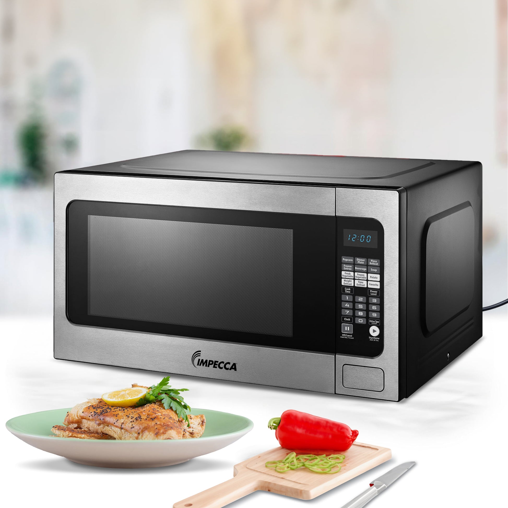 Impecca 2.2 Cubic Foot Microwave, Stainless Steel, 1200 Watts