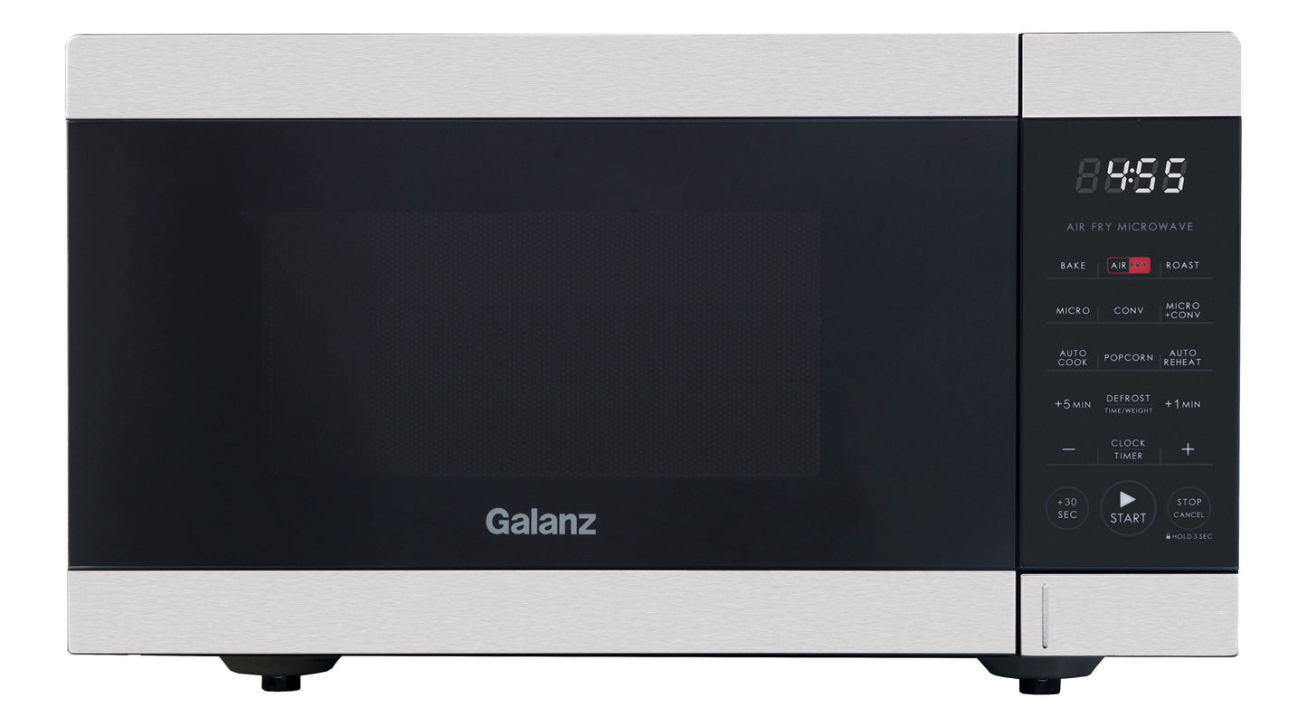 Galanz 0.9 Cu ft Air Fry Countertop Microwave, 900 Watts, Stainless Steel, New