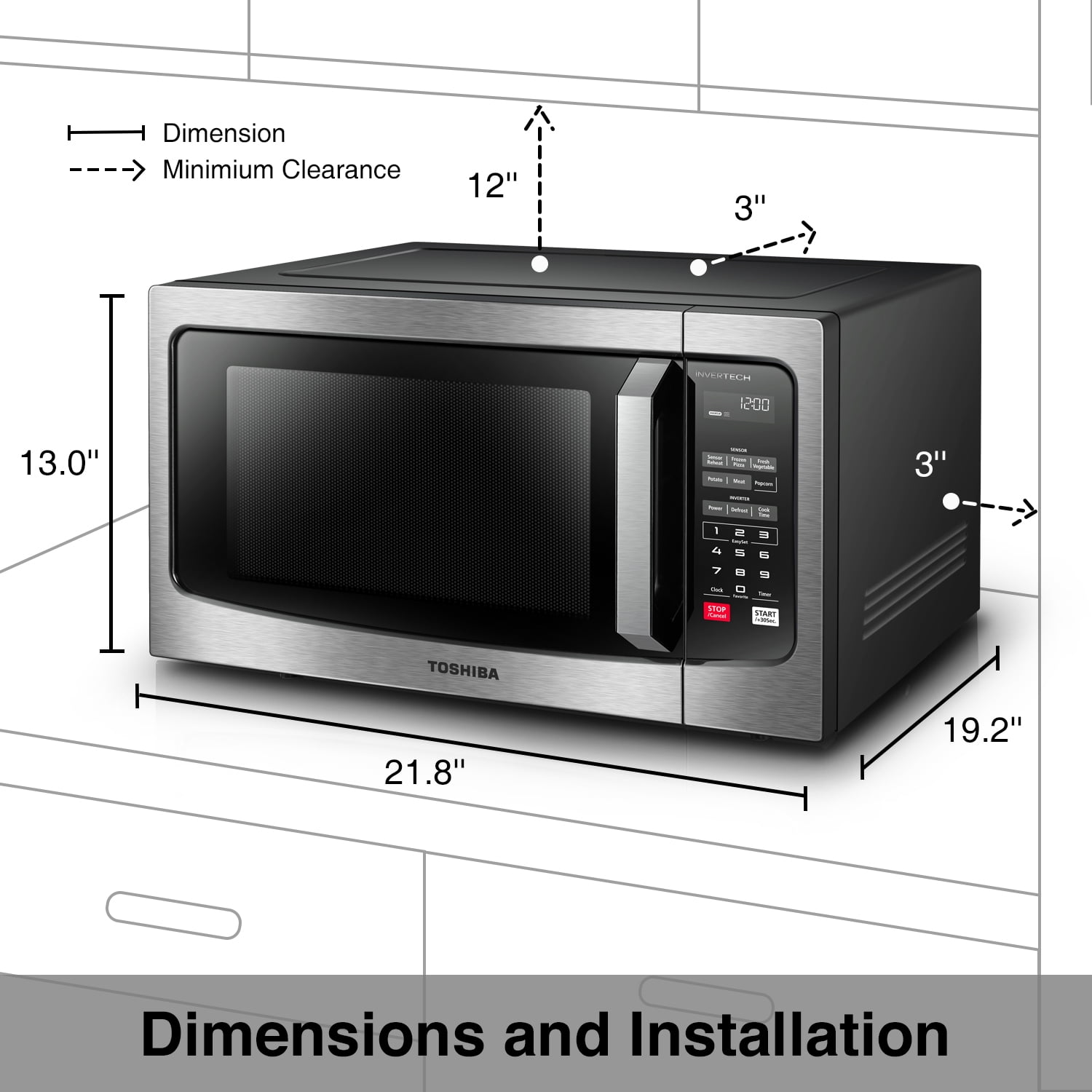 Toshiba MLEM16PST 1.6 Cu. Ft. Microwave with Inverter Technology, Stainless Steel
