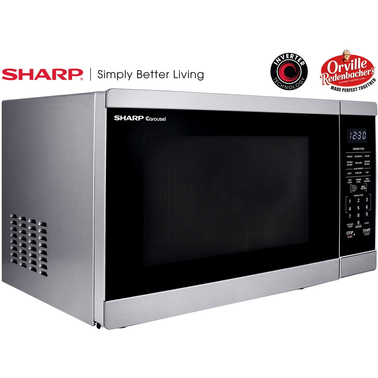 Sharp New 1.4 CF Smart Countertop Microwave Oven, Orville Redenbacher's Certified, ZSMC1469KS
