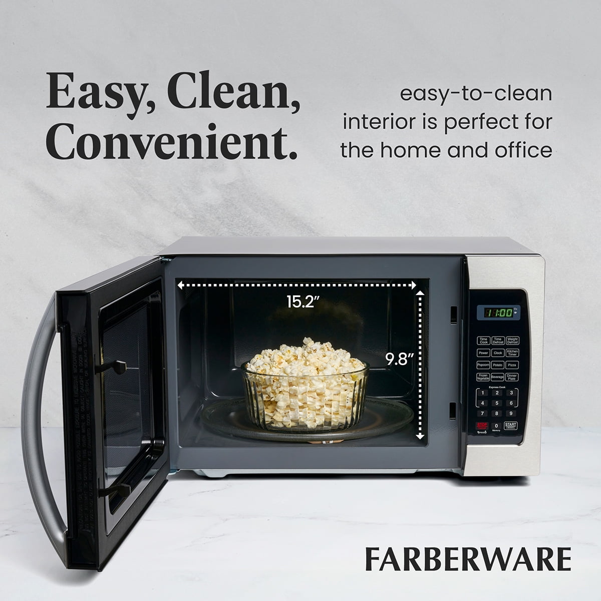 Farberware Smart Sensor Countertop Microwave Oven with LED Lighting & Child Lock, 1.3 Cu Ft