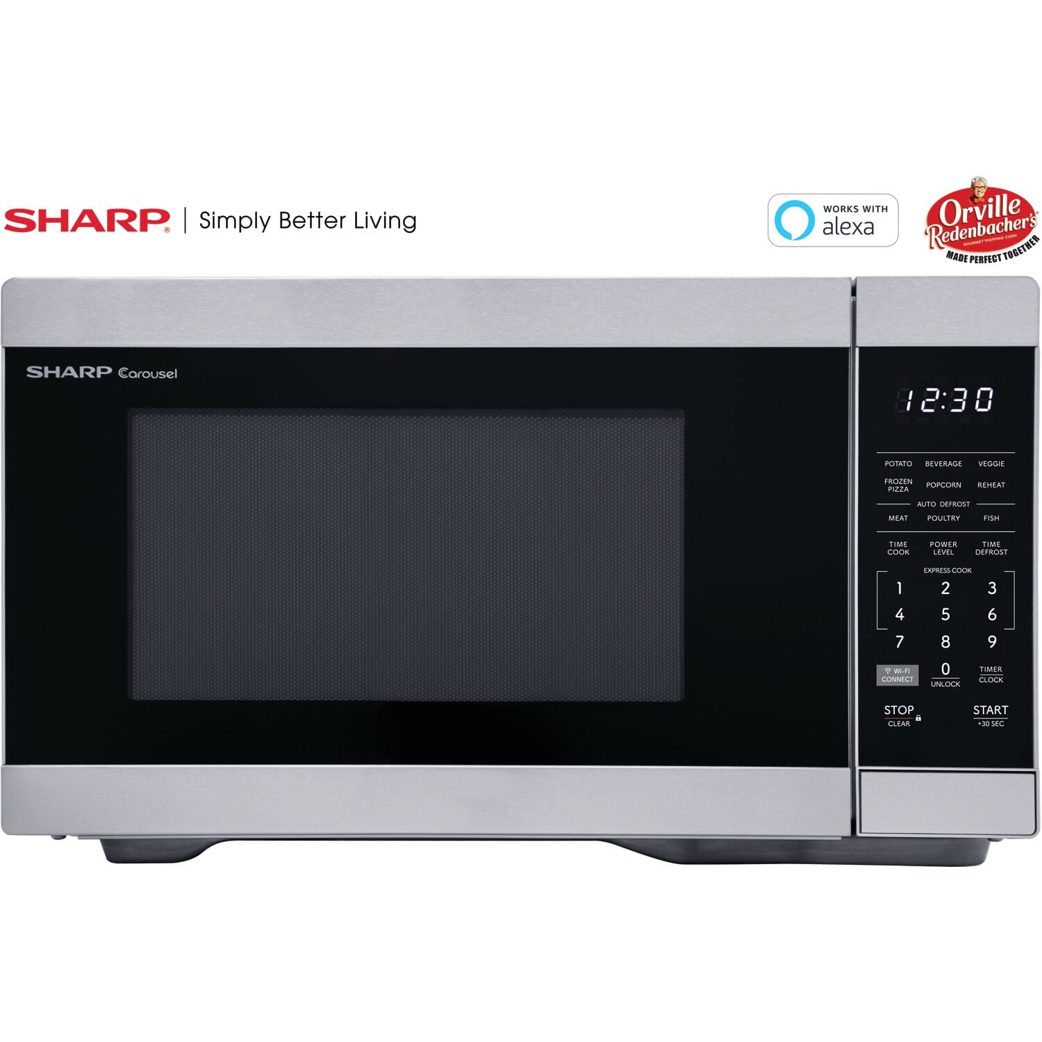 Sharp New  1.1 CF Smart Countertop Microwave Oven, Orville Redenbacher's Certified, ZSMC1169KS