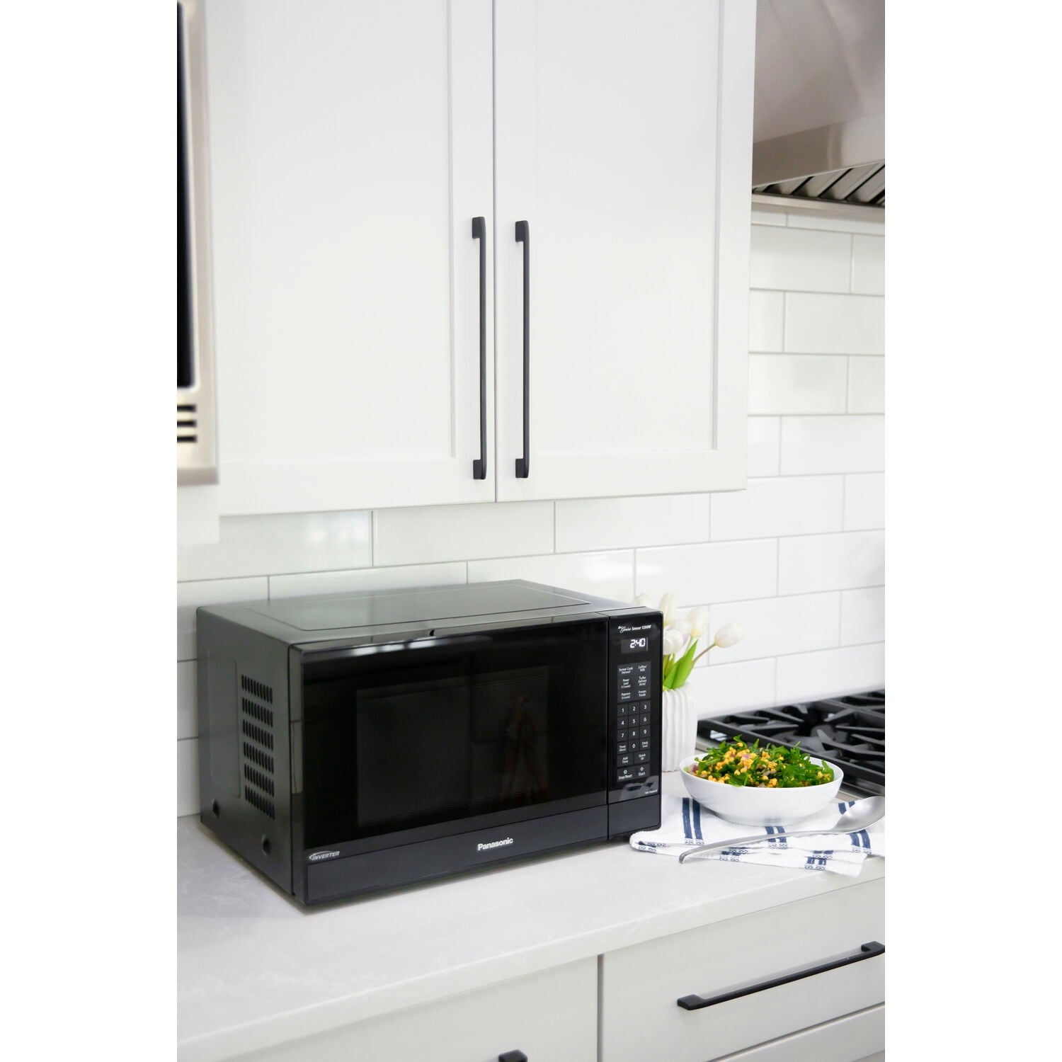 Panasonic 1.2 Cu. Ft. 1200W Genius Sensor Countertop Microwave Oven with Inverter Technology in Black