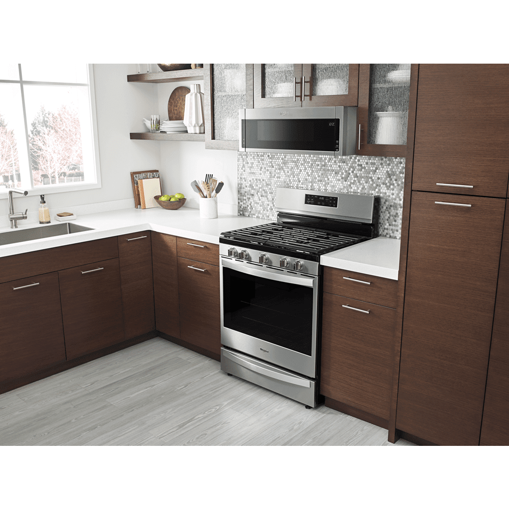 Whirlpool Low Profile 1.1-cu ft 1000-Watt Over-the-Range Microwave (Black-on-Stainless)