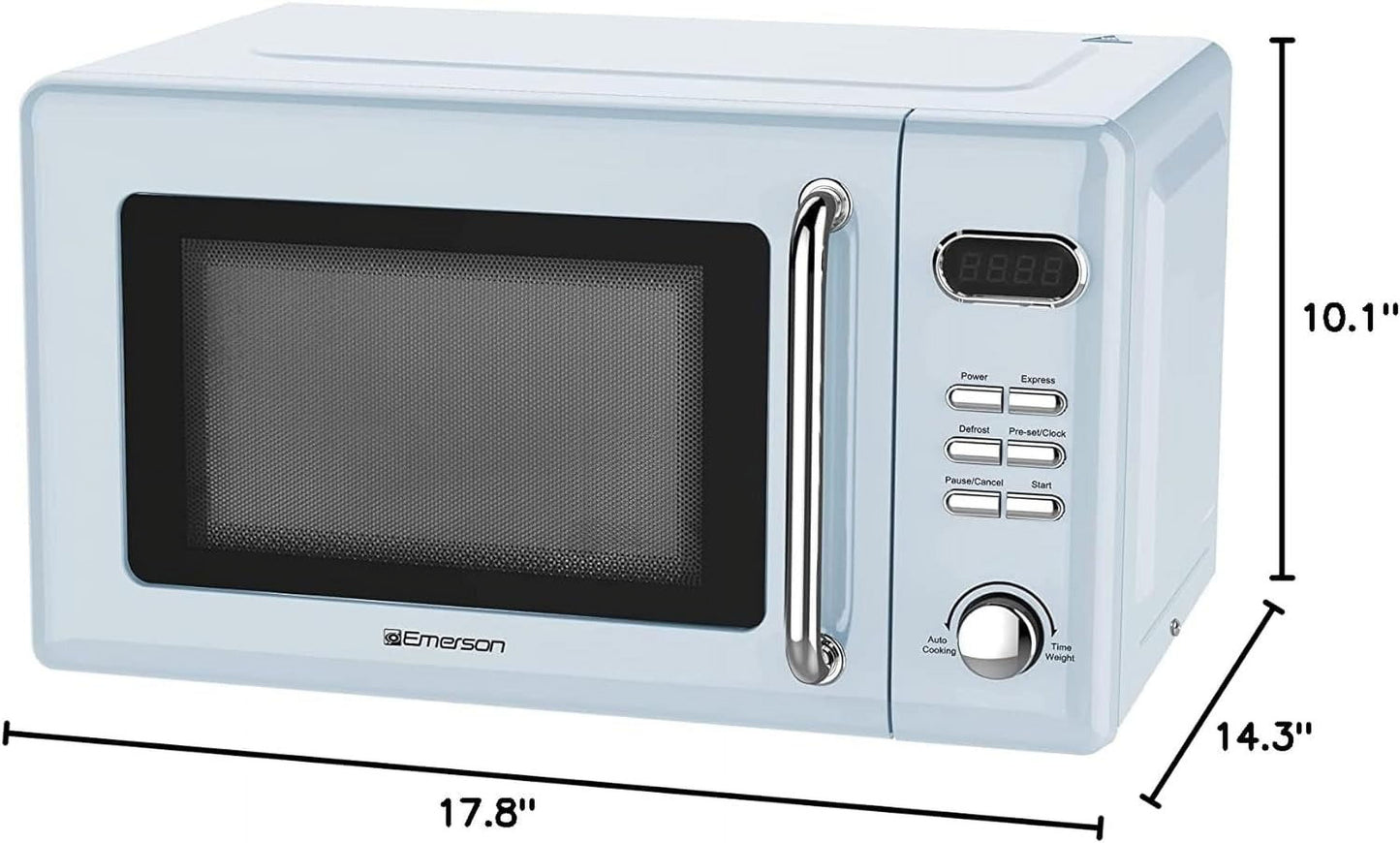 Emerson 0.7 Cu Ft, 700W Thunderbird Blue Retro Countertop Microwave Oven, MWR7020BL