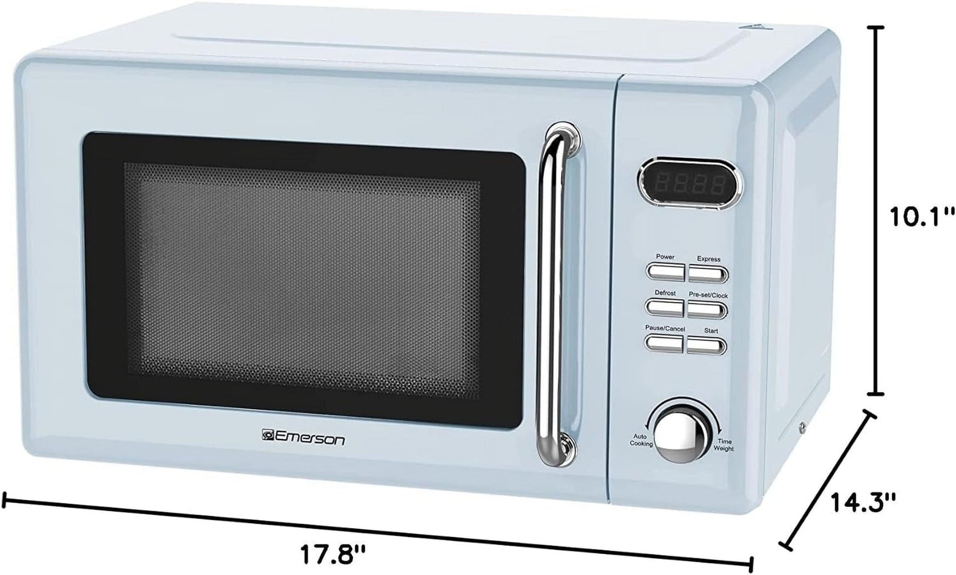 Emerson 0.7 Cu Ft, 700W Thunderbird Blue Retro Countertop Microwave Oven, MWR7020BL