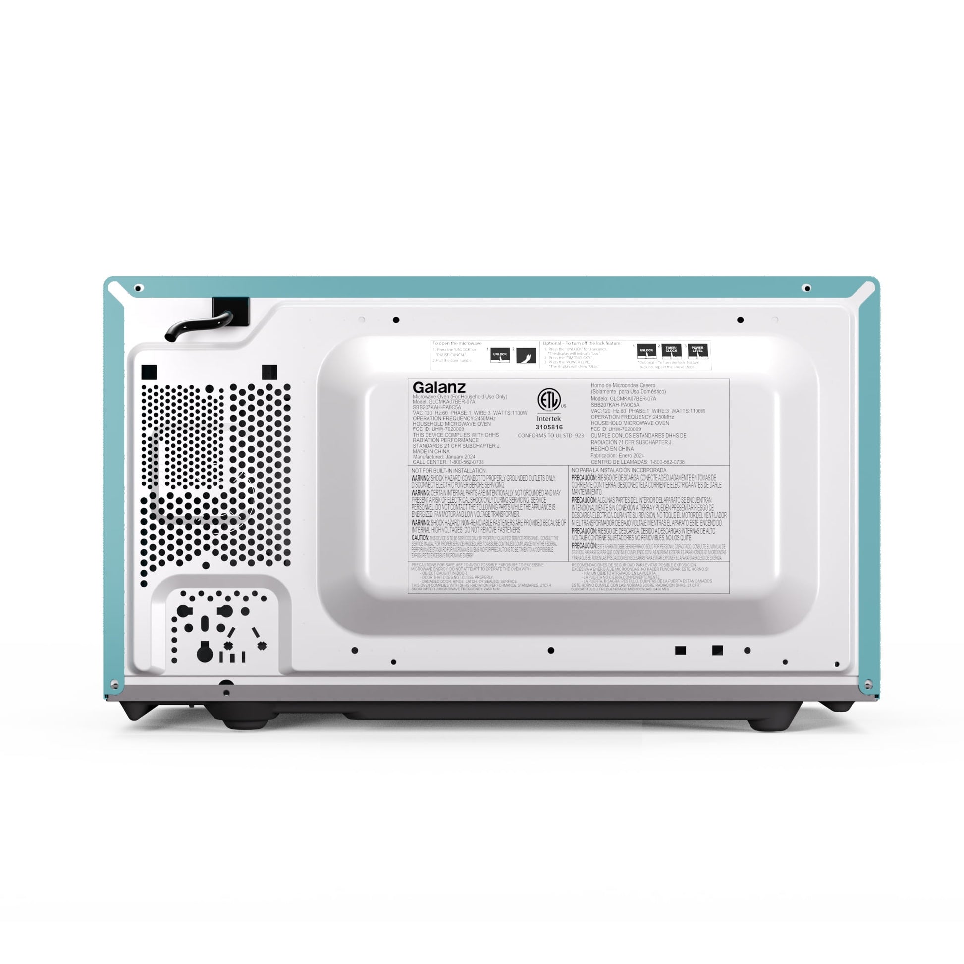 Galanz 0.7 Cu ft Retro Countertop Microwave Oven, 700 Watts, Blue, New